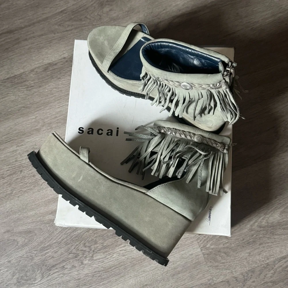 Sacai Platform Fringe Sandals Size 39 Fits Like US 8.5 - Picture 1 of 8